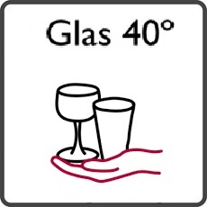 <b>Glas 40Â°</b><br><br>Spezielles GlÃ¤serprogramm. Sanftes SpÃ¼len bei niedrigen Temperaturen, optimaler KlarspÃ¼ltemperatur und verlÃ¤ngerter Trocknungsphase.